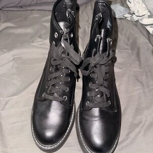Black Lace-Up Ankle Boots
